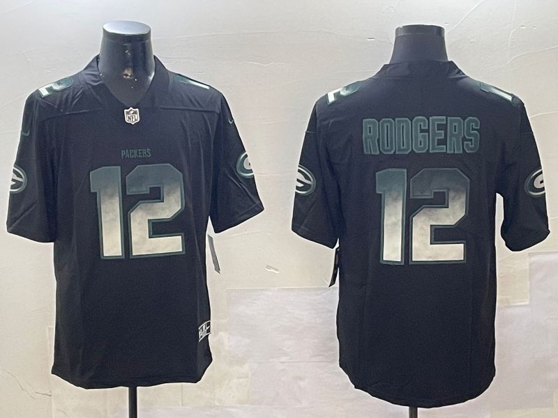 Men Green Bay Packers #12 Rodgers Black 2024 Nike Limited NFL Jersey style 0108->oakland raiders->NFL Jersey